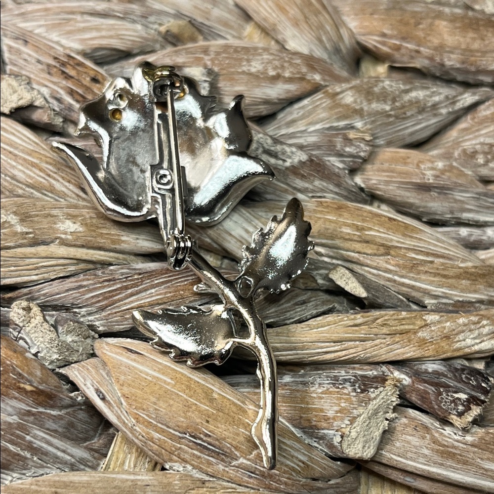 Vintage Rhinestone Rose Brooch‎ - Picture 4 of 5